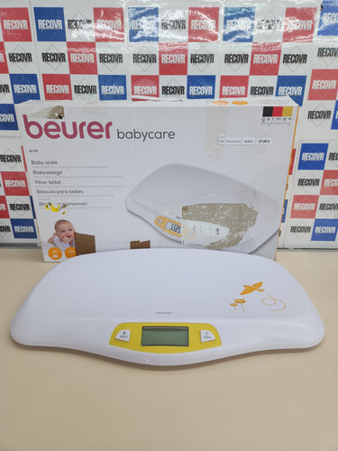 Báscula 20 kg para bebés, con superficie curvada y segura, función de tara y retención para bebés que patalean, medición y visualización en pasos de 5 g Beurer BY 80